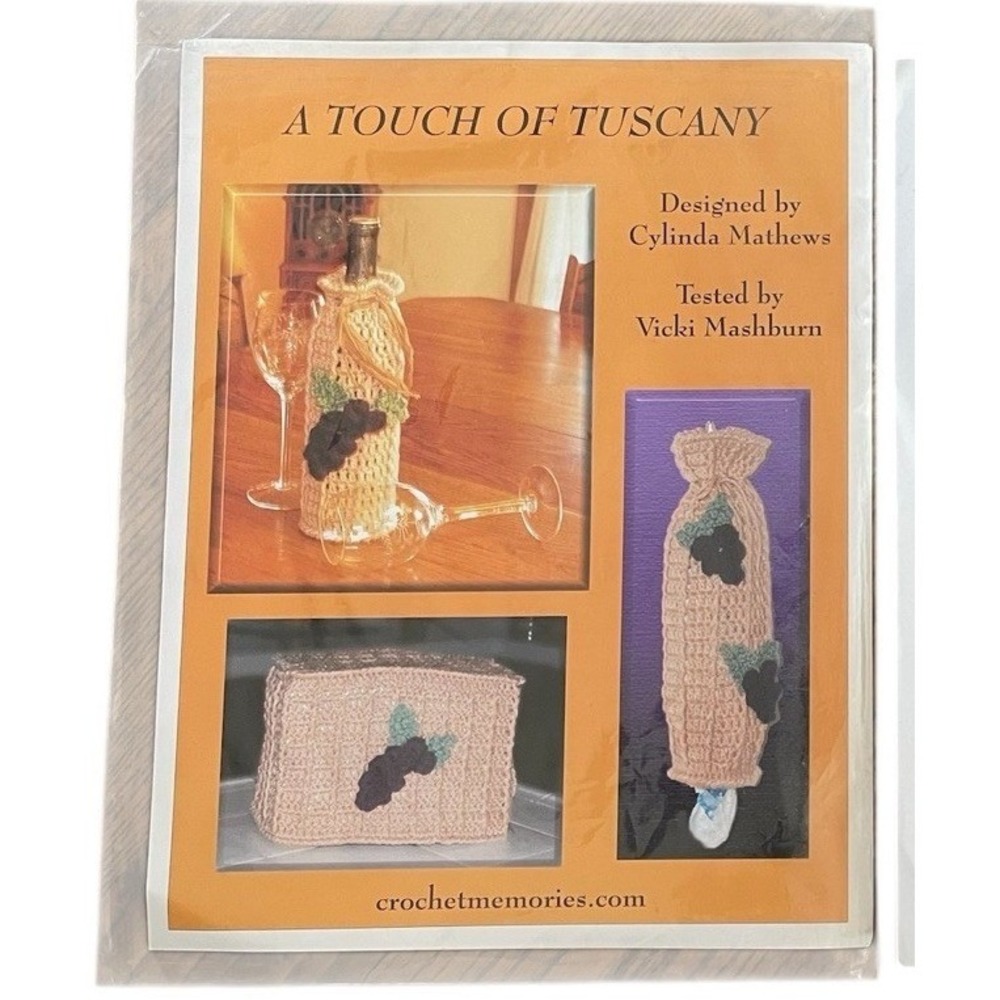 Crochet Patterns A Touch of Tuscany Grapes Wine Cover Cottagecore Fiber Art